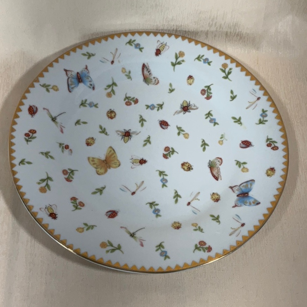 I.Godinger & Co. Primavera Butterfly and Floral Dinner Plate with Gold Trim